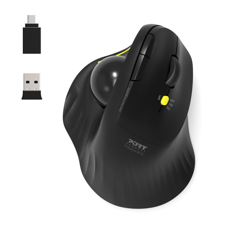 Ratón inalámbrico de 2,4 GHz y trackball ergonómico recargable Bluetooth®