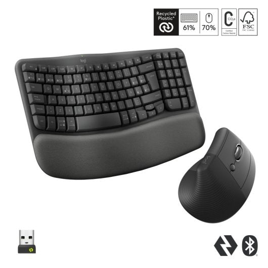Logitech Wave Keys and Lift Combo Graphite CH Wireless Keyboard and Mouse Set