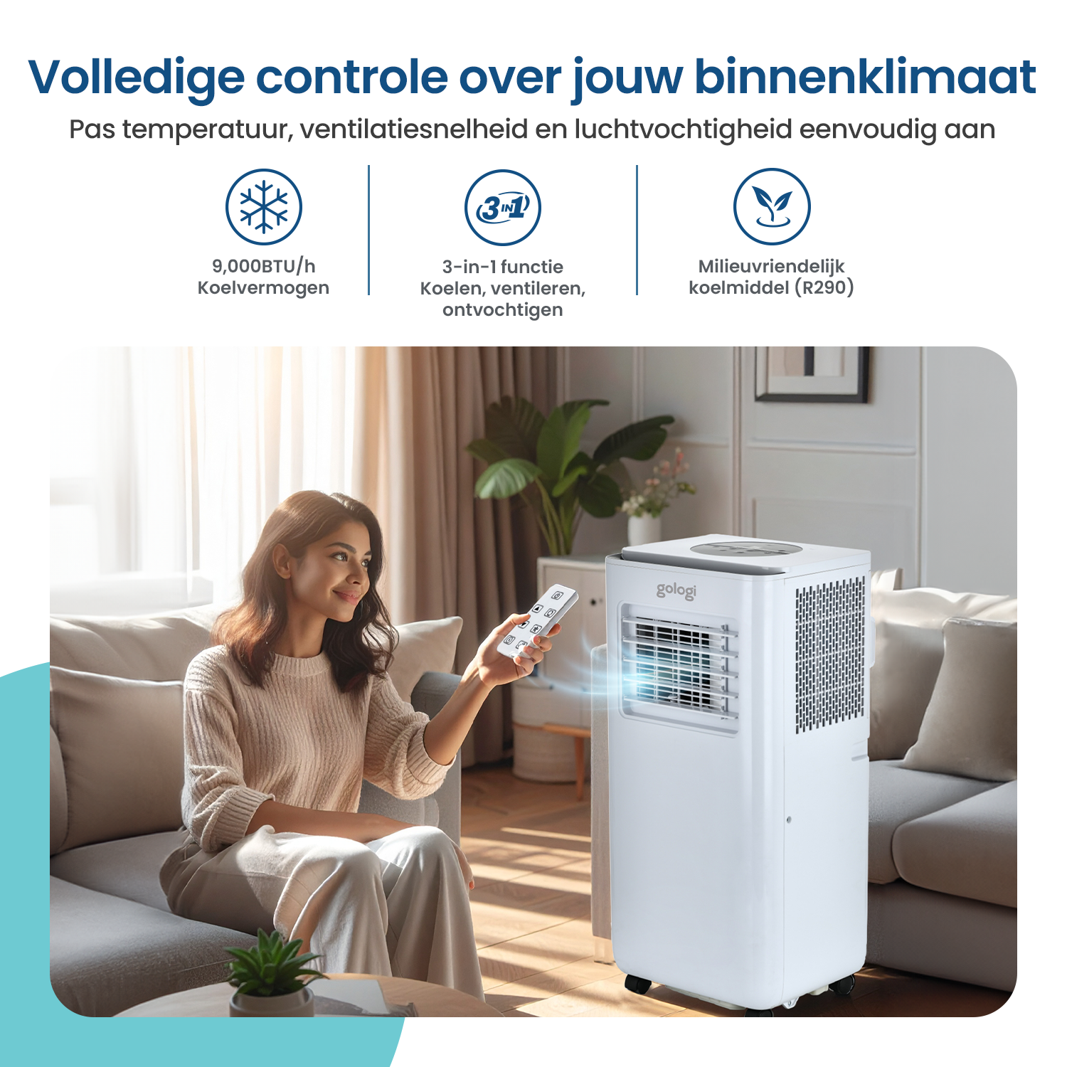 3-in-1 mobile air conditioner - 9,000 BTU/h