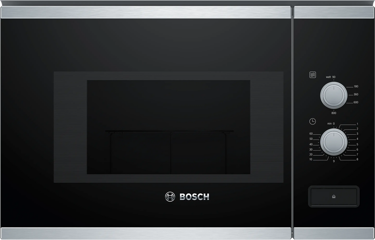 Horno microondas empotrable Bosch BFL520MS0 de 20 L y 800 W - Acero inoxidable - Serie 4