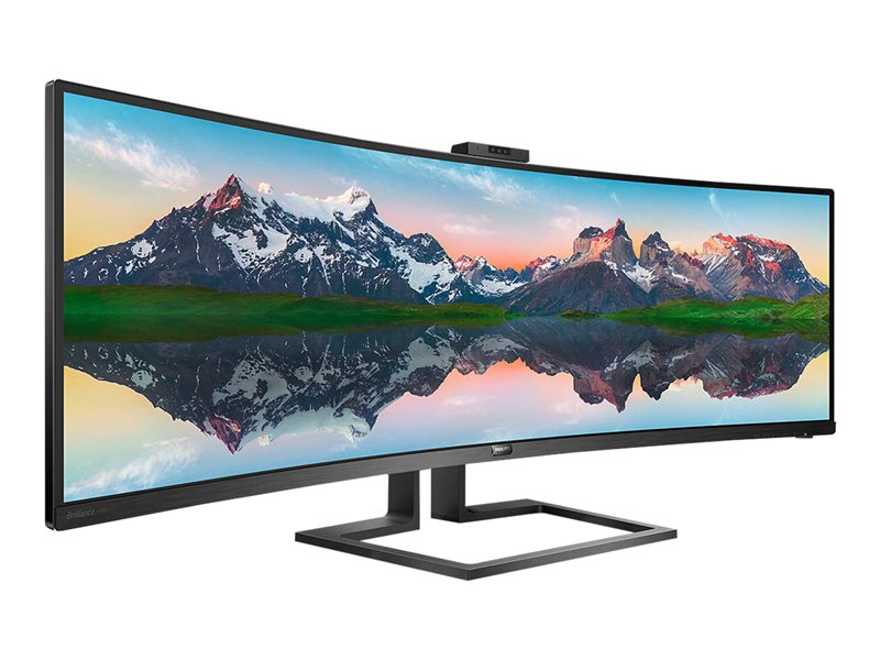 Philips Brilliance P-line 499P9H - Monitor LED - curvo - 49" (48.8" visível) - 5120 x 1440 Dual Quad HD @ 60 Hz - VA - 450 cd/m² - 3000:1 - DisplayHDR 400 - 5 ms - 2xHDMI, DisplayPort, USB-C - altifalantes - preto texturizado - para exone go Business