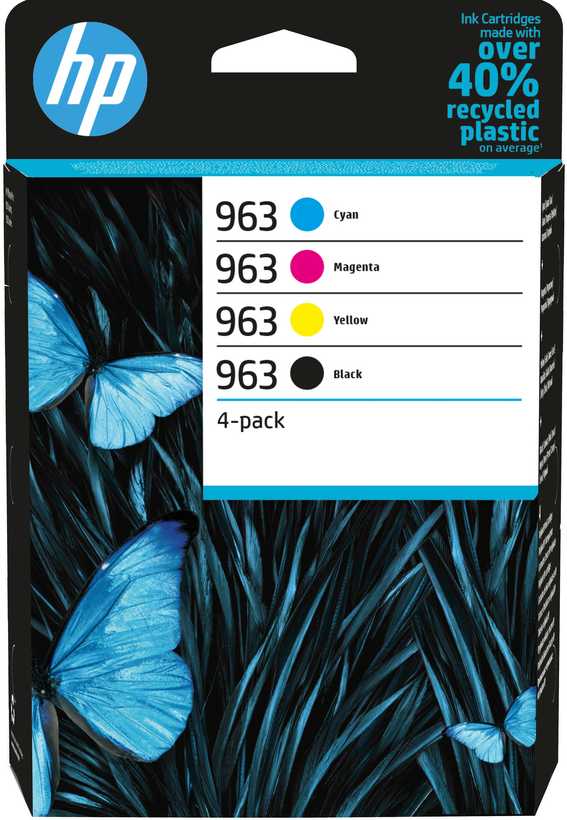 HP 963 - Pack of 4 - Black, Yellow, Cyan, Magenta - Original - Ink Cartridge - for Officejet Pro 9010, 9012, 9013, 9014, 9015, 9016, 9018, 9019, 9020, 9022, 9023, 9025, 9028