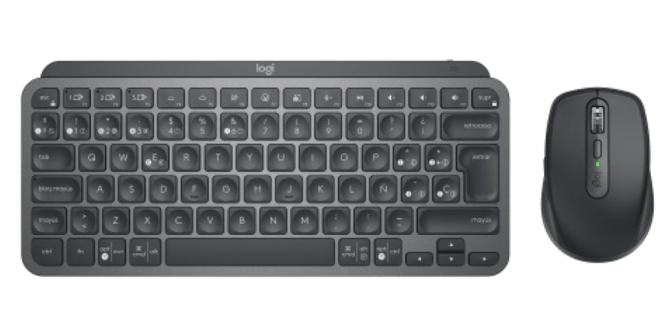 Logitech MX Keys Mini Combo for Business - Keyboard and Mouse Combo - Backlit - Wireless - Bluetooth LE - QWERTY - Spanish - Graphite