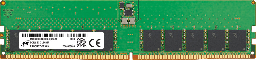 Micron - DDR5 - module - 32 GB - 288-pin DIMM - 4800 MHz / PC5-38400 - CL40 - 1.1 V - unbuffered - ECC