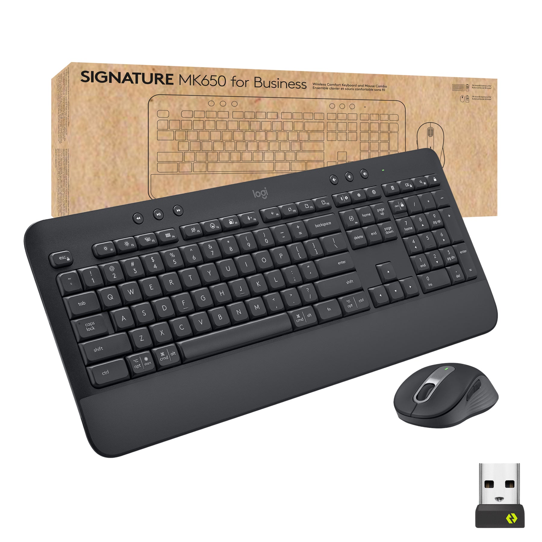 Logitech Signature MK650 for Business - Conjunto de teclado e rato - sem fios - 2.4 GHz, Bluetooth LE - QWERTZ - Suíço - grafite