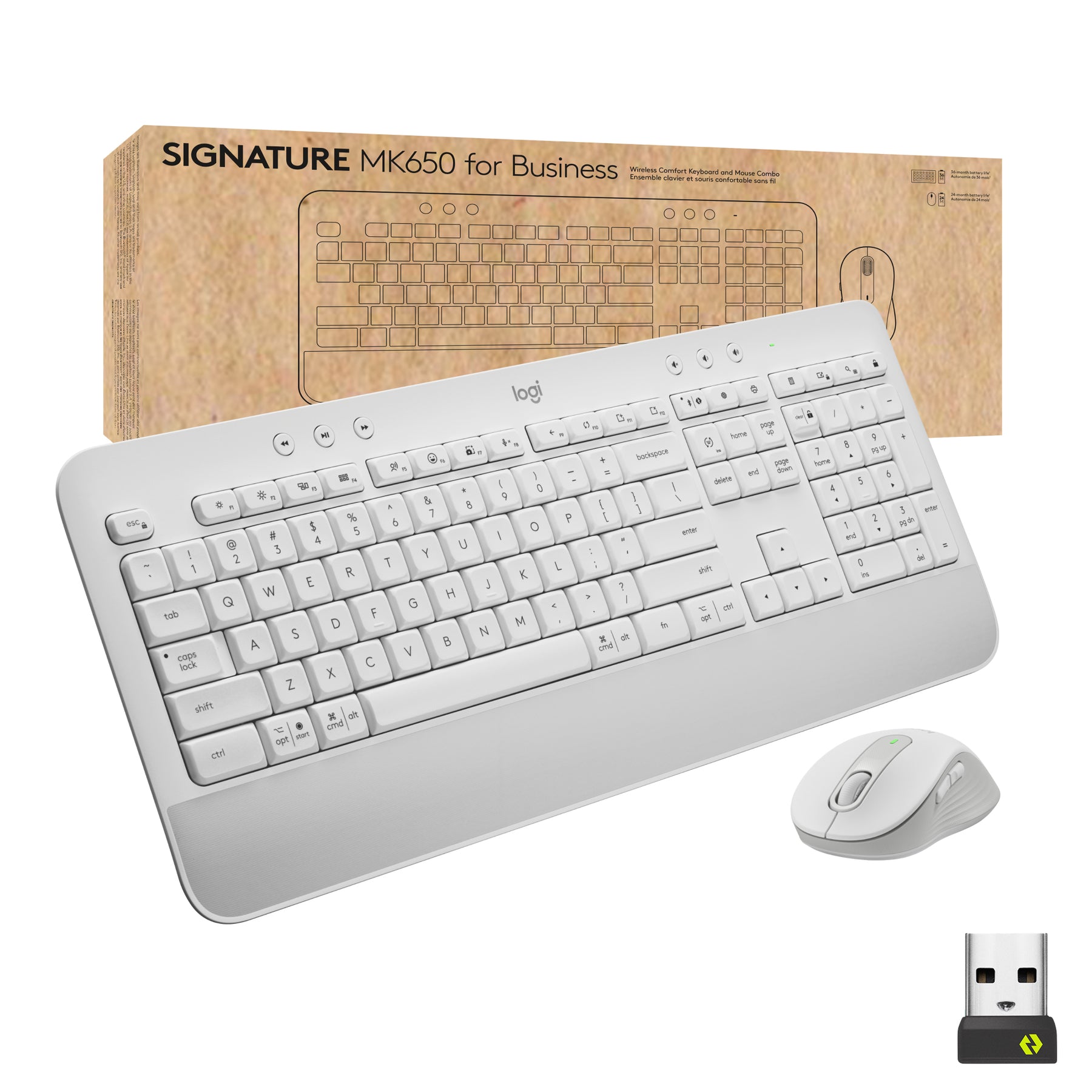 Logitech Signature MK650 for Business - Conjunto de teclado e rato - sem fios - 2.4 GHz, Bluetooth LE - QWERTZ - Suíço - branco sujo
