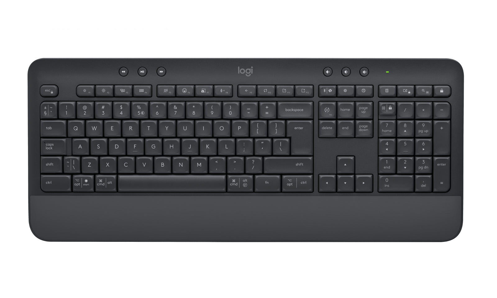 Logitech Signature K650 - Teclado - sem fios - Bluetooth 5.1 - QWERTY - Padrão internacional americano - grafite
