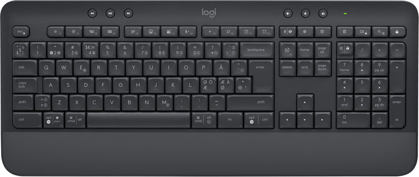 Logitech Signature K650 - Teclado - sem fios - Bluetooth LE - QWERTY - Nórdico (Dinamarquês/Finlandês/Norueguês/Sueco) - grafite