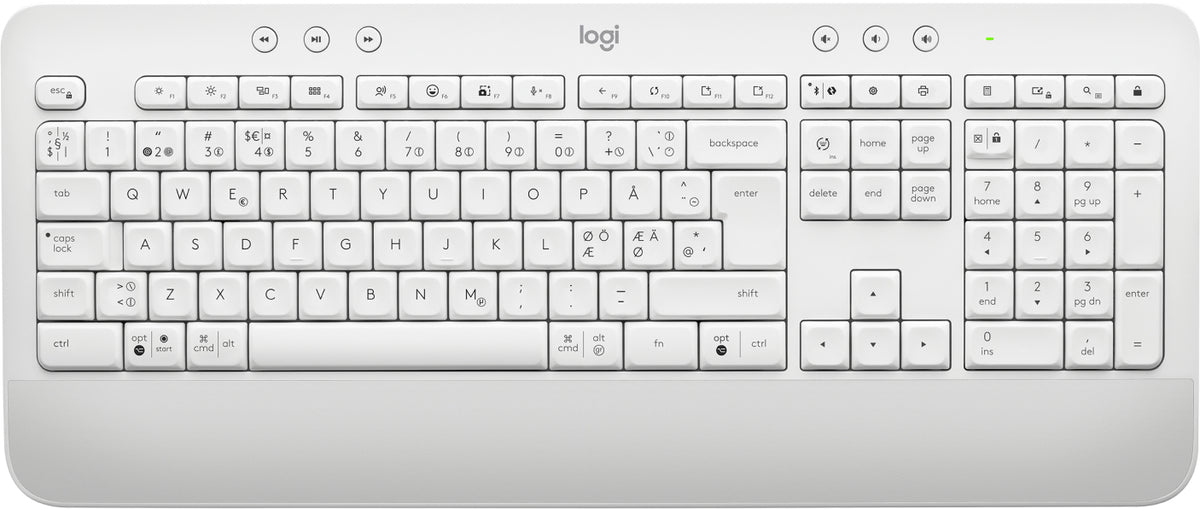 Logitech Signature K650 - Teclado - sem fios - Bluetooth LE - QWERTY - Nórdico (Dinamarquês/Finlandês/Norueguês/Sueco) - branco sujo