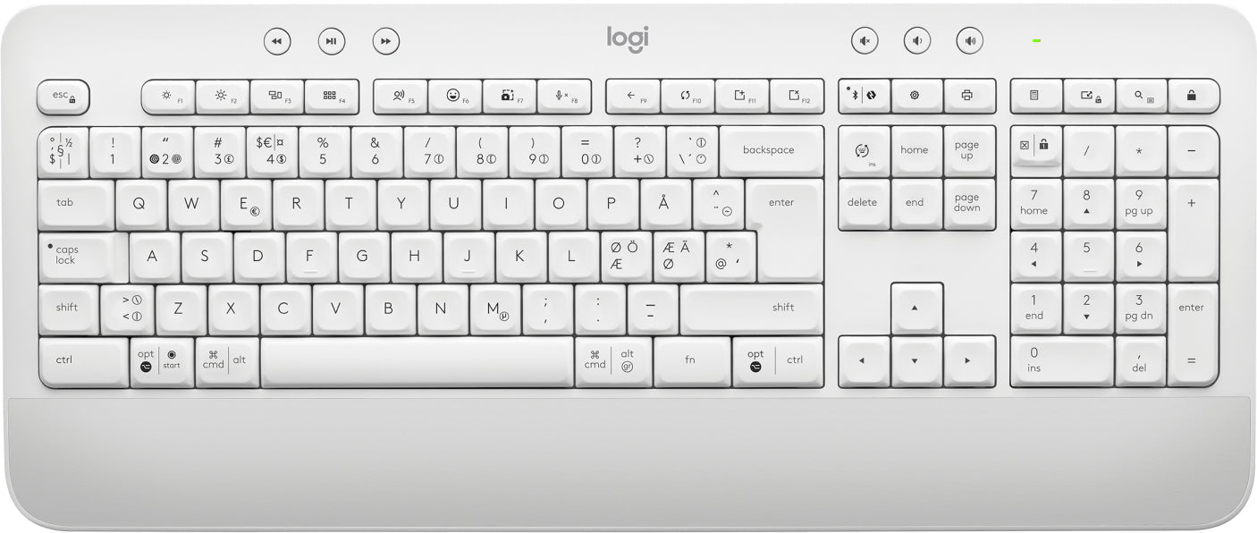 Logitech Signature K650 - Teclado - sem fios - Bluetooth LE - QWERTY - Nórdico (Dinamarquês/Finlandês/Norueguês/Sueco) - branco sujo