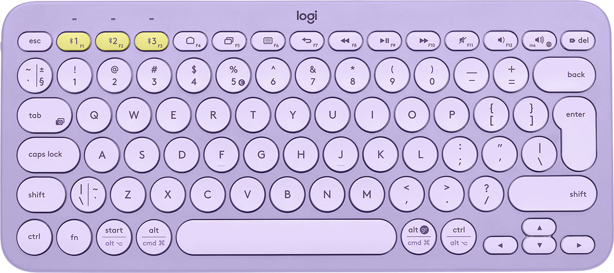 Logitech K380 Multi-Device Bluetooth Keyboard - Teclado - sem fios - Bluetooth 3.0 - QWERTY - Padrão internacional americano - lavender lemonade