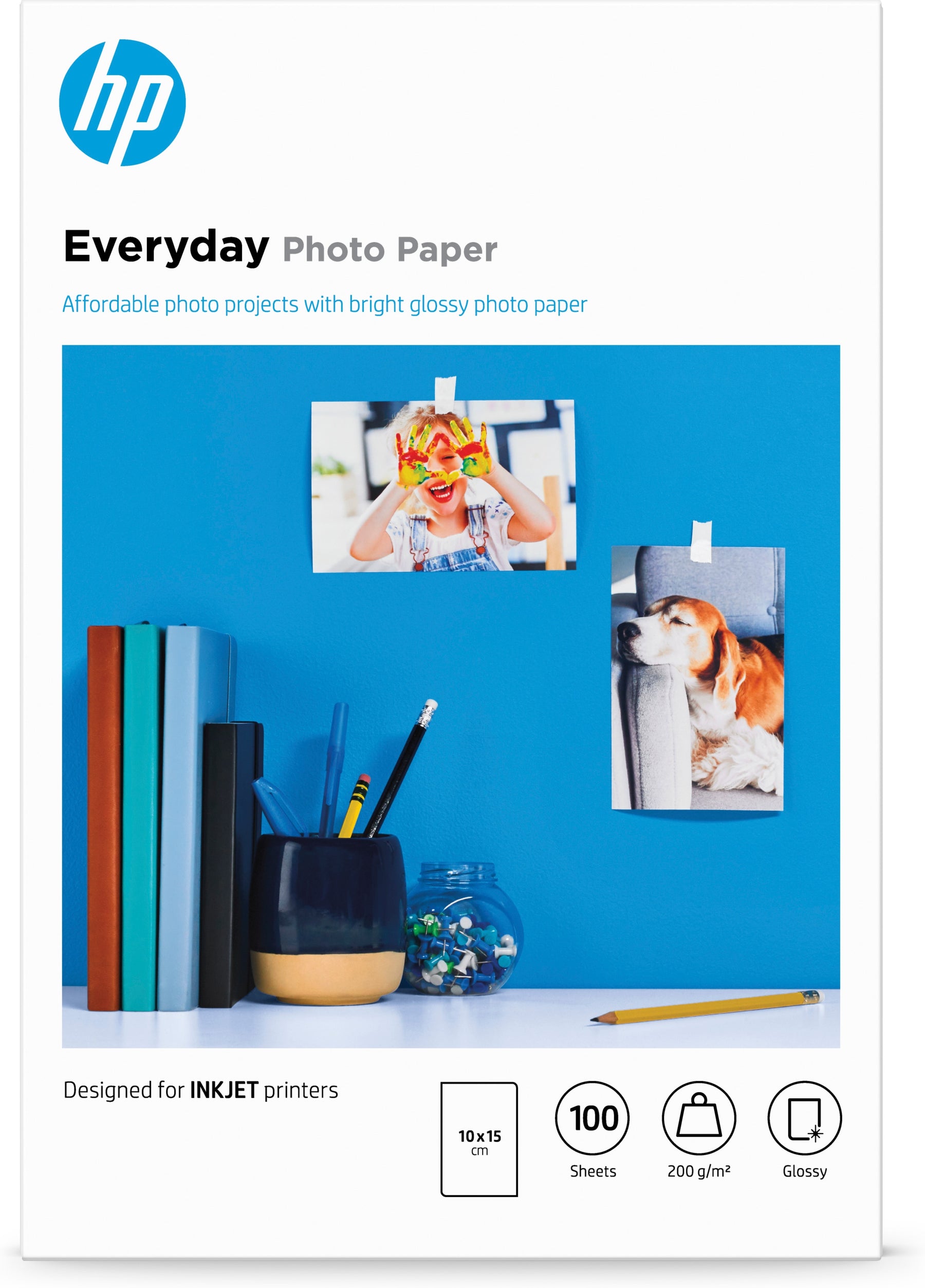 HP Everyday Photo Paper - Gloss - 8 mm - 100 x 150 mm - 200 gsm - 100 sheet(s) photo paper - for ENVY 50XX, 76XX, ENVY Inspire 7920, Officejet 52XX, 80XX, Photosmart B110, Wireless B110