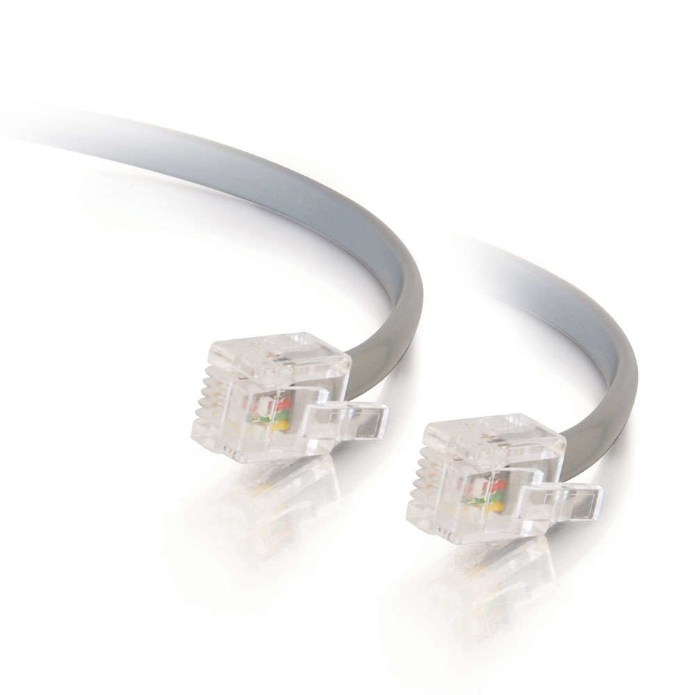 Cable Modular Recto C2G RJ11 6P4C - Cable Telefónico - RJ-11(M) a RJ-11(M) - 5m - Gris