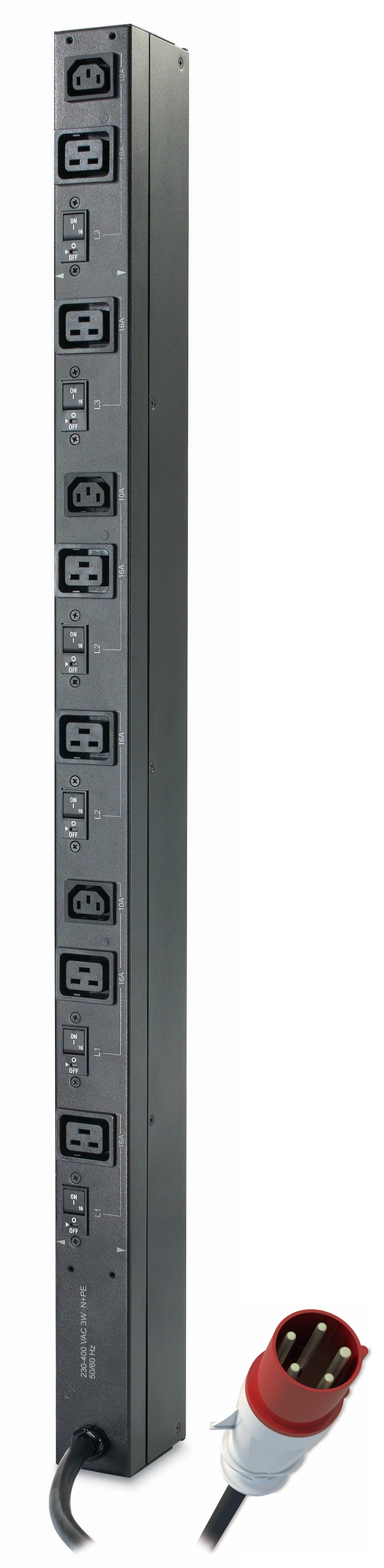 PDU básica para rack Zero U de APC - Unidad de distribución de energía (montable en rack) - CA 400 V - 22 kW - Conectores de salida: 9 (IEC 60320 C13, IEC 60320 C19) - 0U - para P/N: AR3103SP, AR3106SP, SRT1000RMXLI, SRT1000RMXLI -NC, SRT2200XLI-KR, SRT5K