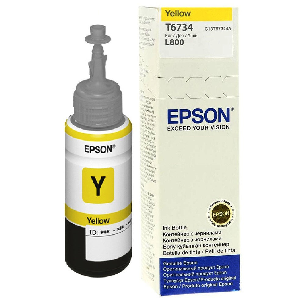 Epson T6734 - 70 ml - amarillo - original - recarga de tinta - para Epson L1800, L800, L805, L810, L850