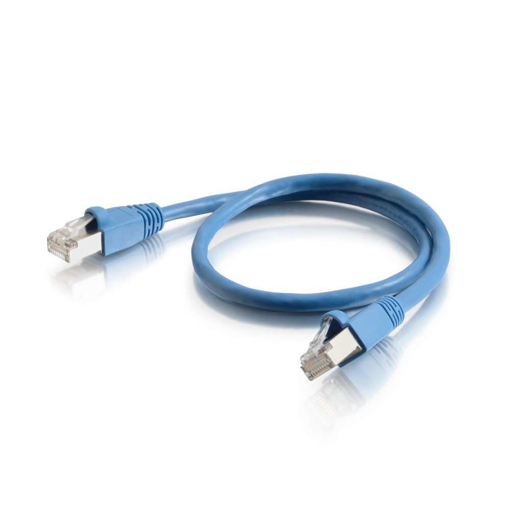Cable de conexión de red C2G Cat6a blindado (STP) - Cable de conexión - RJ-45 (M) a RJ-45 (M) - 3 m - PTB - CAT 6a - moldeado, sin nudos, trenzado - azul