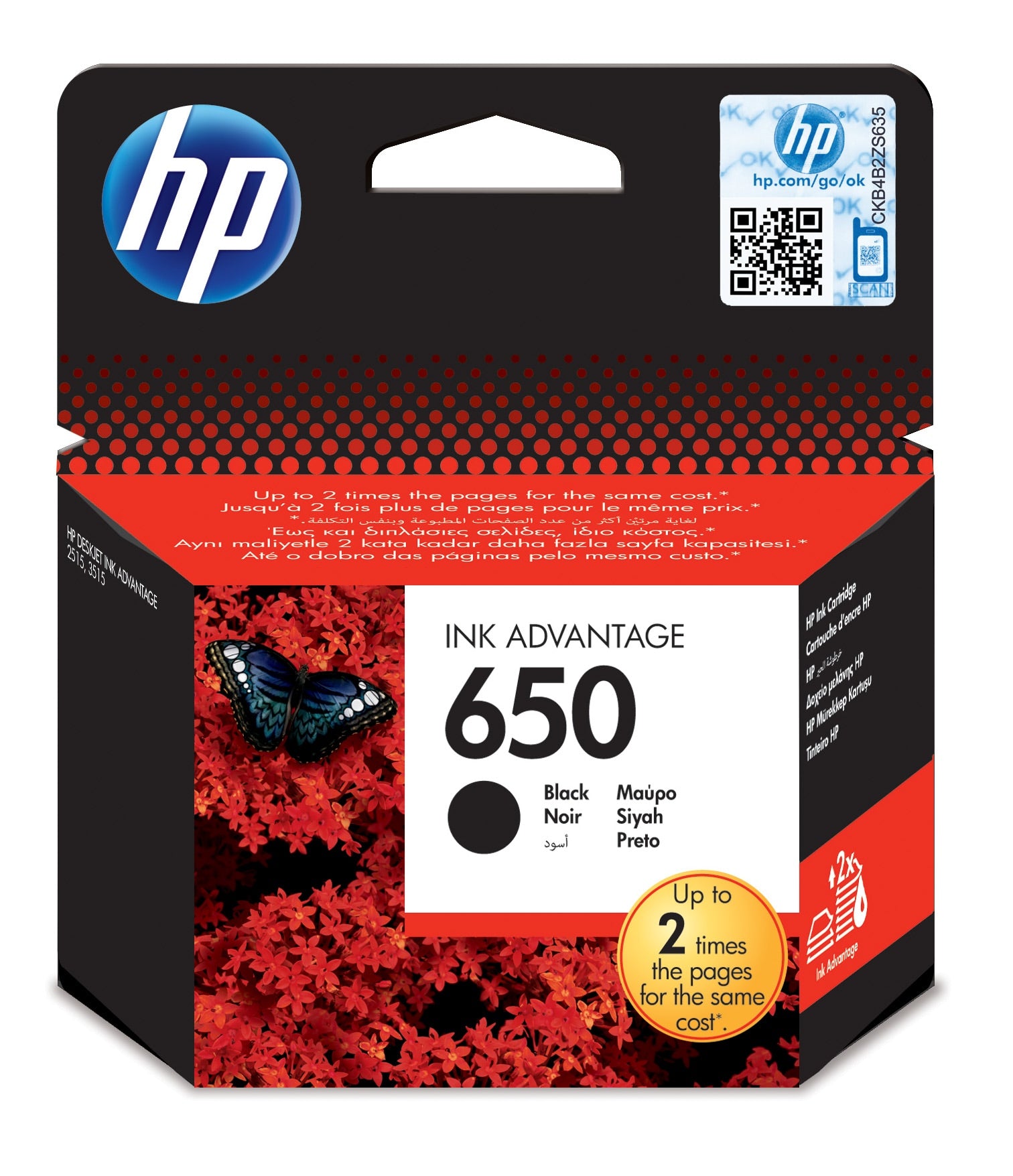 HP 650 - Preto - original - tinteiro - para Deskjet 1516, Ink Advantage 15XX, Ink Advantage 26XX, Ink Advantage 4515
