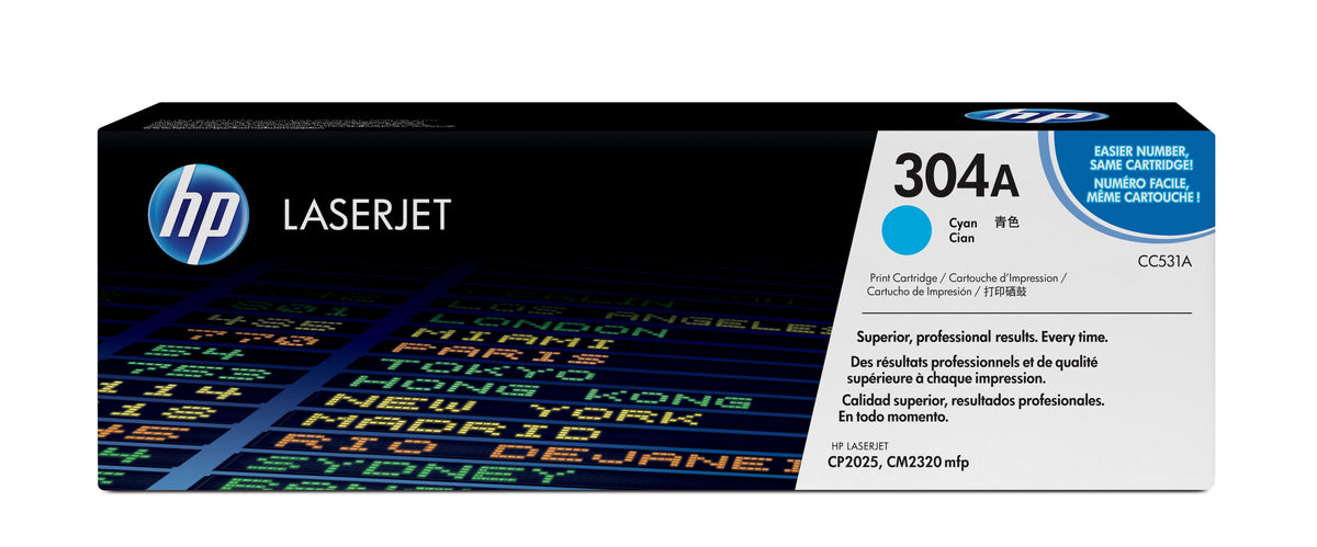 HP 304A - Cyan Blue - Genuine - LaserJet - Toner Cartridge (CC531A) - for Color LaserJet CM2320fxi, CM2320n, CM2320nf, CP2025, CP2025dn, CP2025n, CP2025x