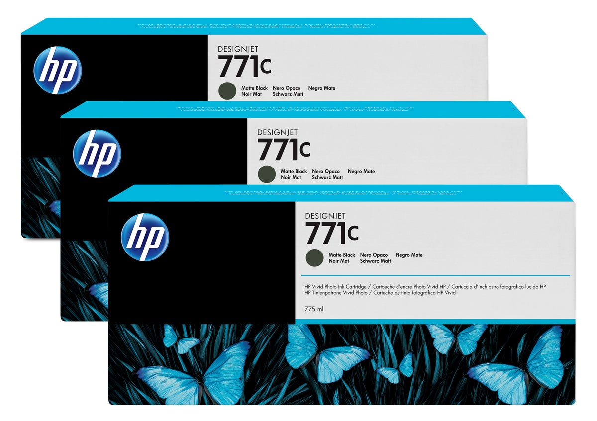 HP 771C - Pack de 3 - 775 ml - preto opaco - original - tinteiro - para DesignJet Z6200, Z6600, Z6610, Z6800, Z6810