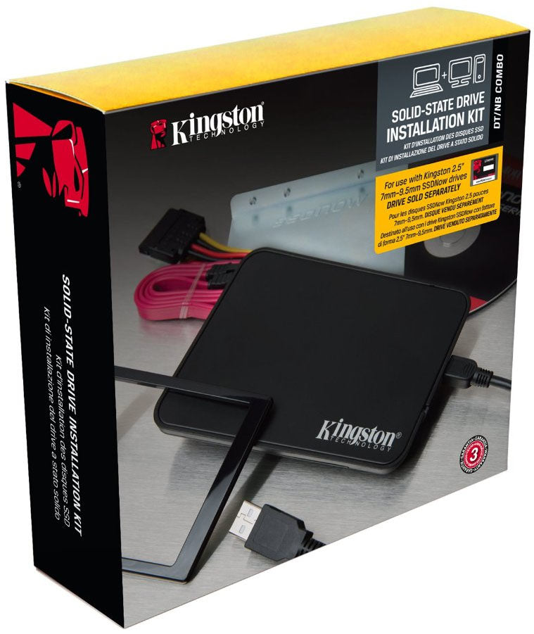 Kit de instalación de SSD Kingston - Gabinete de almacenamiento - 2.5" - SATA 3Gb/s - USB 2.0