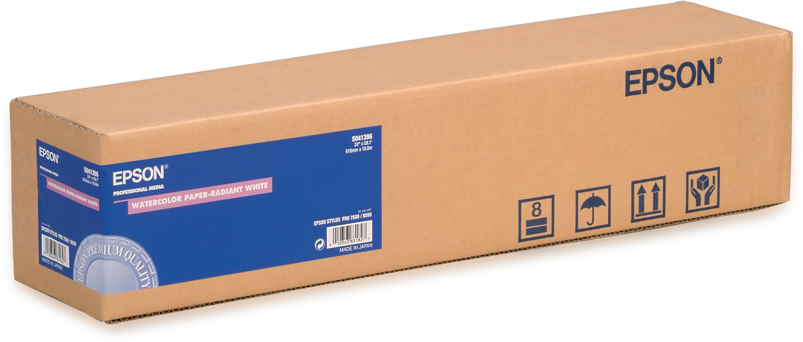 Papel para acuarela EPSON - Mate - Blanco brillante - A1 Rollo (61,0 cm x 18 m) - 190 g/m² - 1 rollo(s) Papel texturizado para acuarela - para SureColor SC-P10000, P20000, P6000, P7000, P7500, P8000, P9000, P9500 , T3200, T5200, T7200
