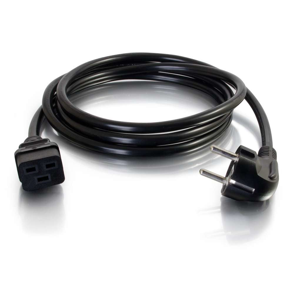 C2G 16 AWG 250 Volt 16 Amp Power Cord - Cabo de alimentação - IEC 60320 C19 para CEE 7/7 (M) - AC 250 V - 2 m - moldado - preto - Europa