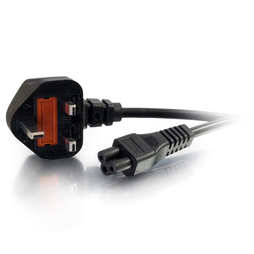 Cable de alimentación para portátil C2G - Cable de alimentación - IEC 60320 C5 a BS 1363(M) - CA 250 V - 2 m - moldeado - negro - Reino Unido