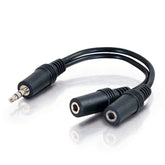C2G Value Series Y-Cable - Adaptador de audio - Mini puerto estéreo macho a mini puerto estéreo hembra - 15 cm - Blindado - Negro