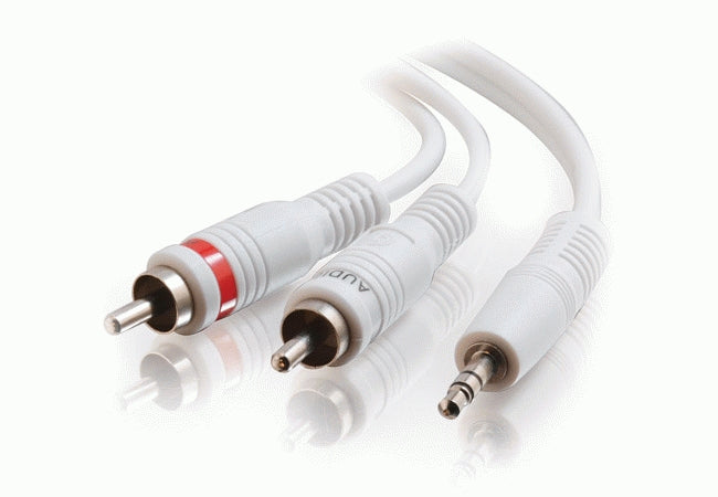 C2G - Cabo de áudio - porta mini estéreo macho para RCA macho - 3 m - blindado - branco - para Apple iPod