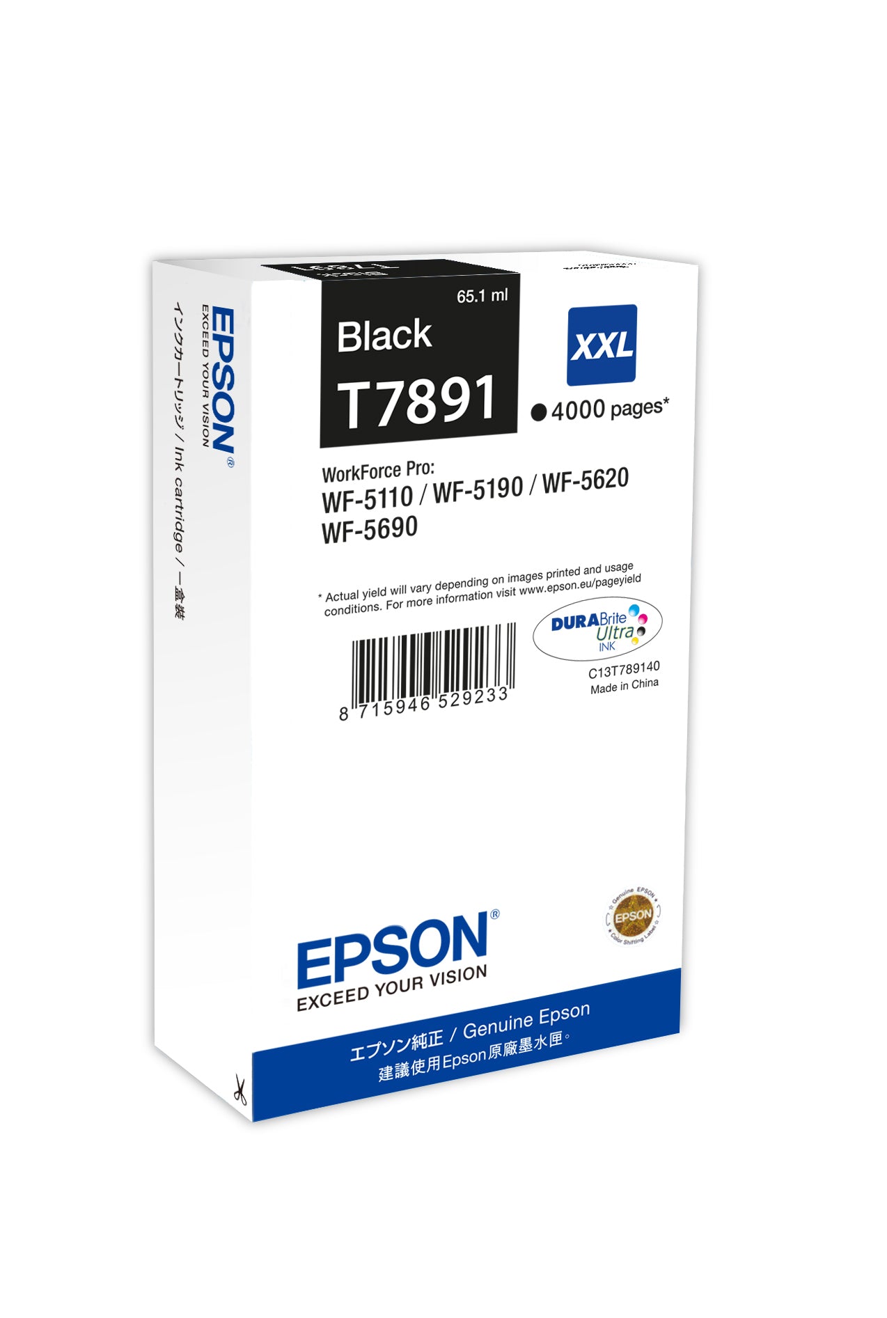 EPSON INK CARTRIDGE BLACK XXL 4000p WF-5620DWF/5110DW/5690DWF/5190DW