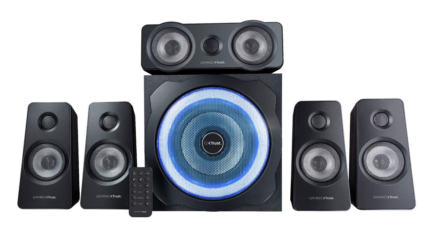 TRUST COLUNAS GAMING GXT658 TYTAN SURROUND 5.1 LED