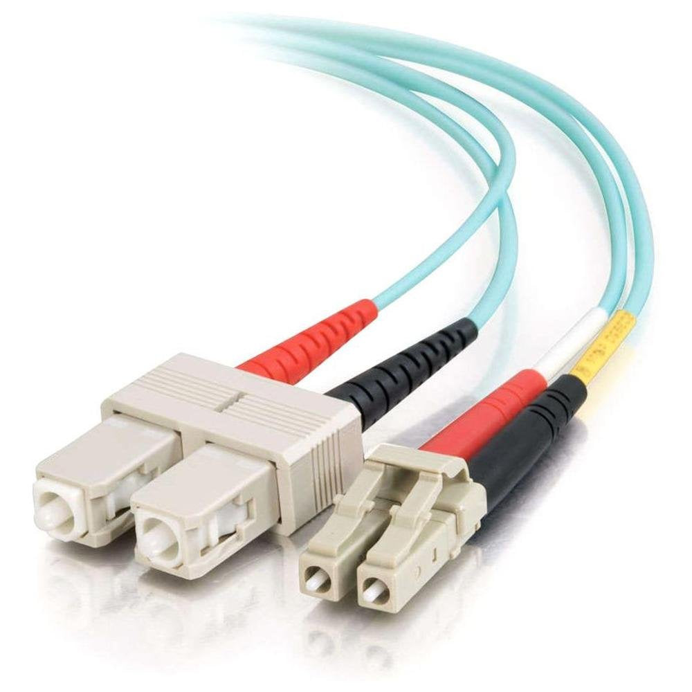 Cable de Fibra Óptica PVC C2G LC-SC 10Gb 50/125 OM3 Duplex Multimodo (LSZH) - Cable de red - multimodo SC (M) a multimodo LC (M) - 15 m - fibra óptica - dúplex - 50 / 125 micras - OM3 - libre de halógenos - aguamarina