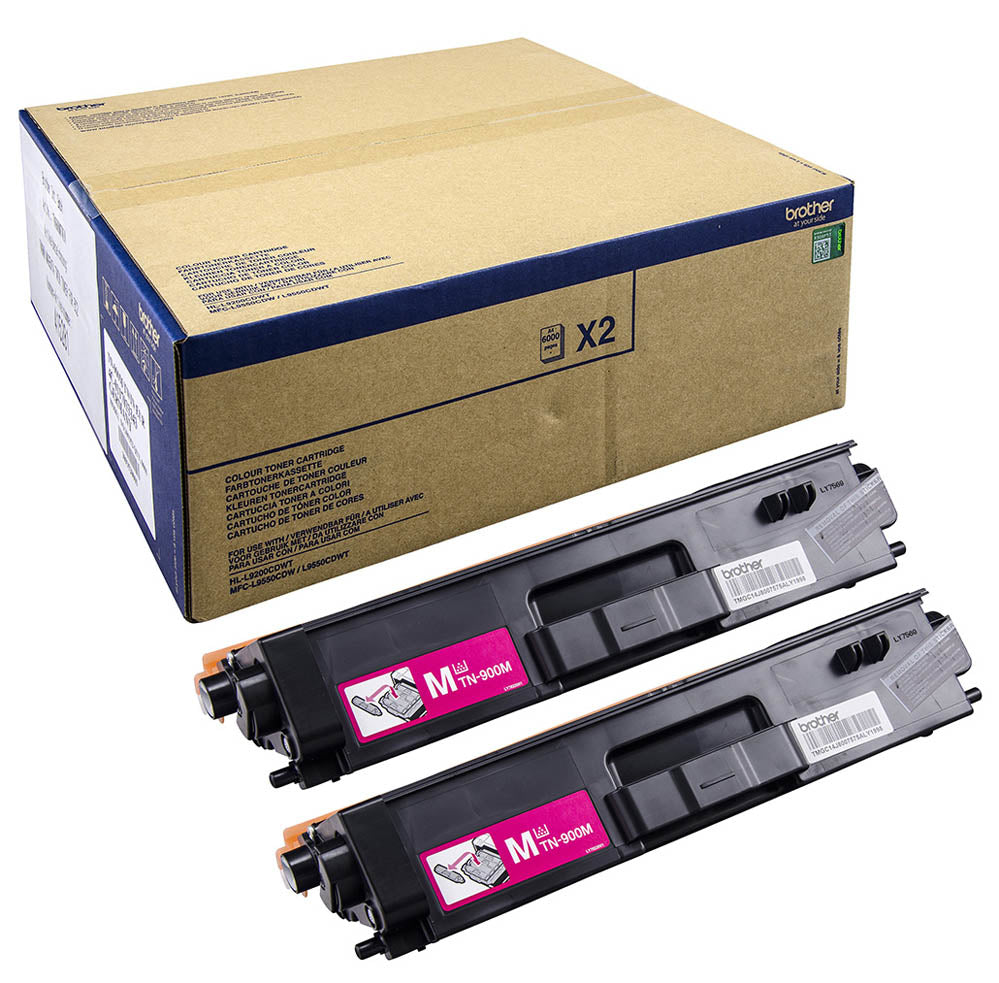Brother TN900M - Pack of 2 - magenta - original - toner cartridge - for Brother HL-L9200CDWT, HL-L9300CDWT, HL-L9300CDWTT, MFC-L9550CDW, MFC-L9550CDWT