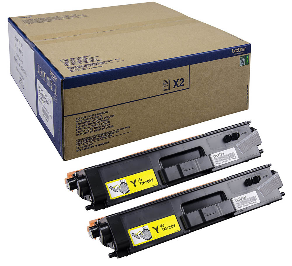 Brother TN900y - Pack of 2 - Yellow - Original - Toner Cartridge - for Brother HL-L9200CDWT, HL-L9300CDWT, HL-L9300CDWTT, MFC-L9550CDW, MFC-L9550CDWT