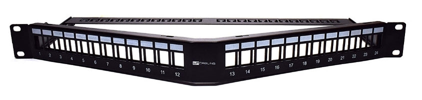 WP RACK Angled Blank Patch Panel With Cable Management 24 Ports, Cat5e/Cat6 UTP, Black