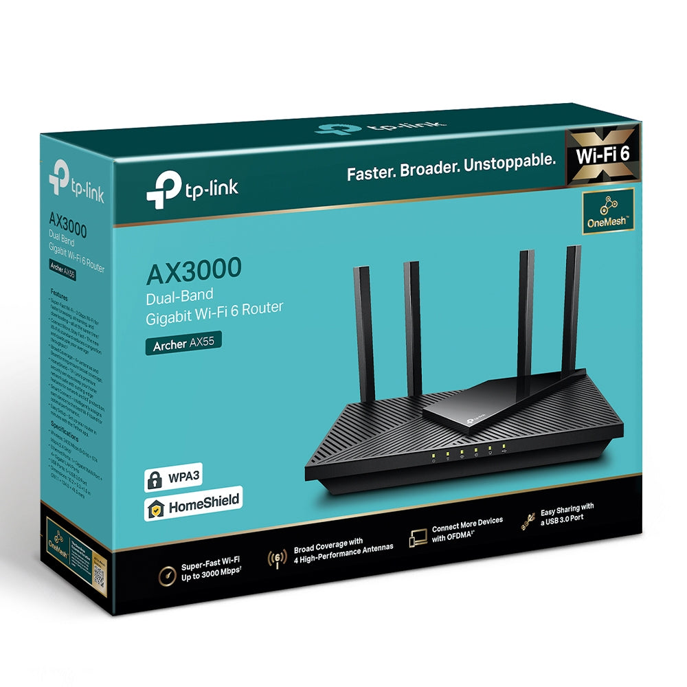 TP-Link AX3000 Wi-Fi Router 2402Mbps+574Mbps 4xGigabit LAN Ports