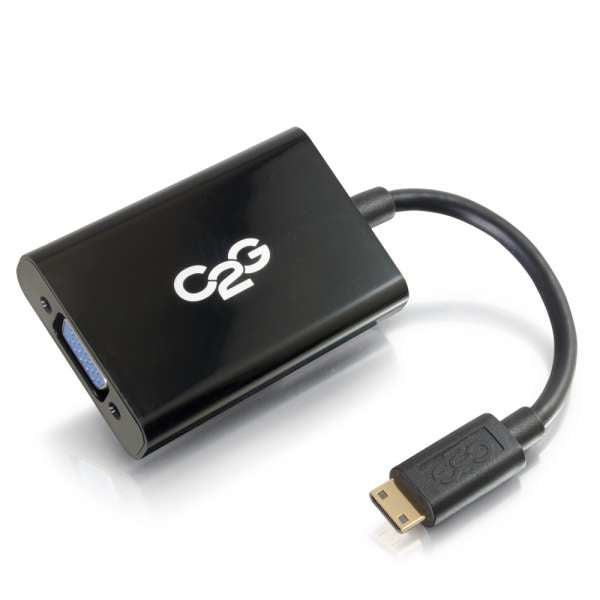 C2G HDMI Mini to VGA and Audio Adapter Converter Dongle - Video Converter - HDMI - VGA - Black