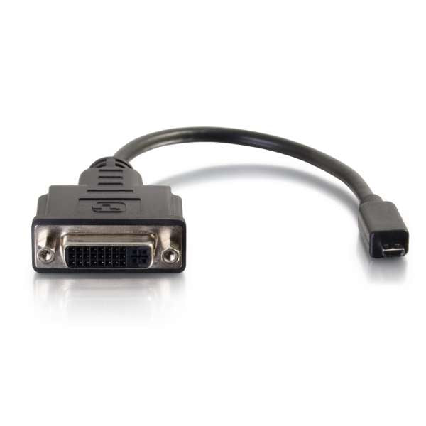 C2G HDMI Micro to DVI Adapter Converter Dongle - Adaptador de vídeo - link simples - DVI-D fêmea para micro HDMI macho - 20.3 cm - proteção dupla - preto