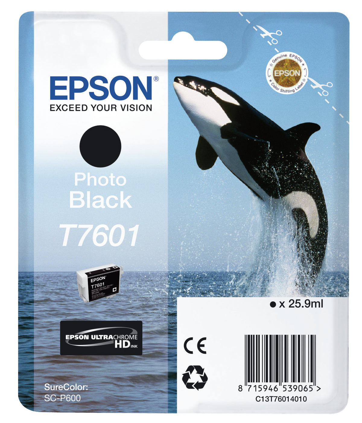 Epson T7601 - 26 ml - black photo - original - blister - ink cartridge - for SureColor P600, SC-P600