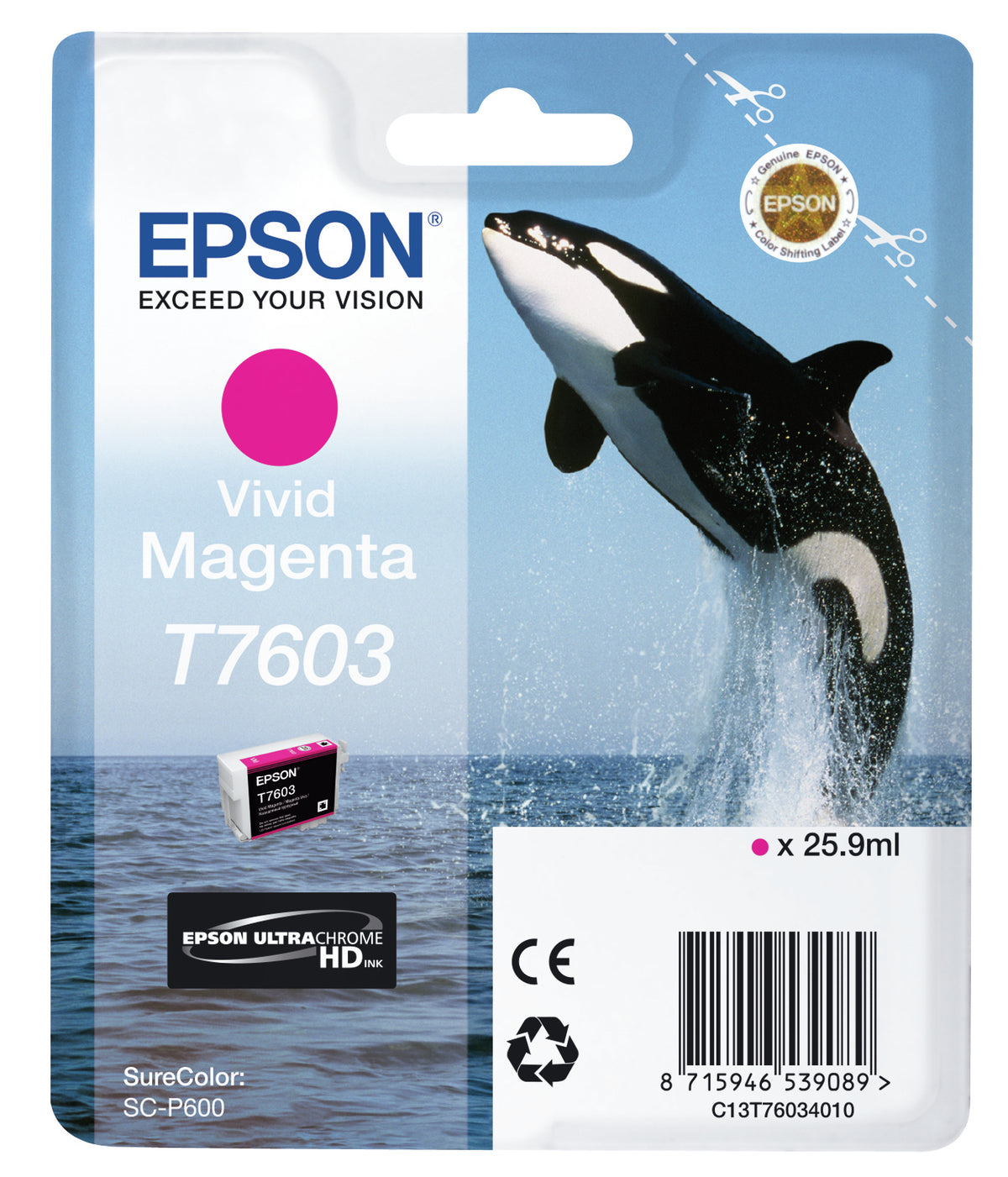 Epson T7603 - 26 ml - bright magenta - original - blister pack - ink cartridge - for SureColor P600, SC-P600