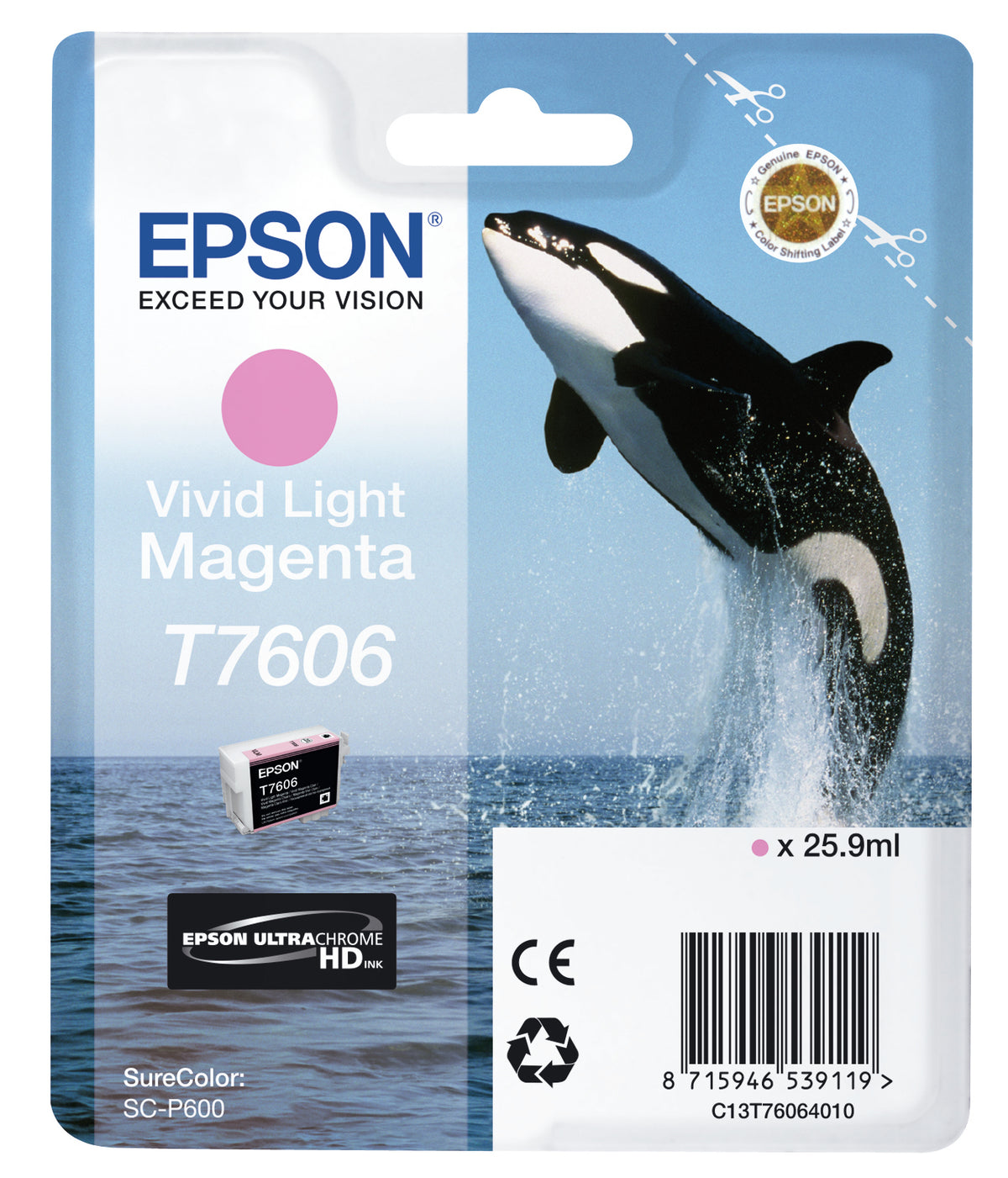 Epson T7606 - 26 ml - bright light magenta - original - blister - ink cartridge - for SureColor P600, SC-P600