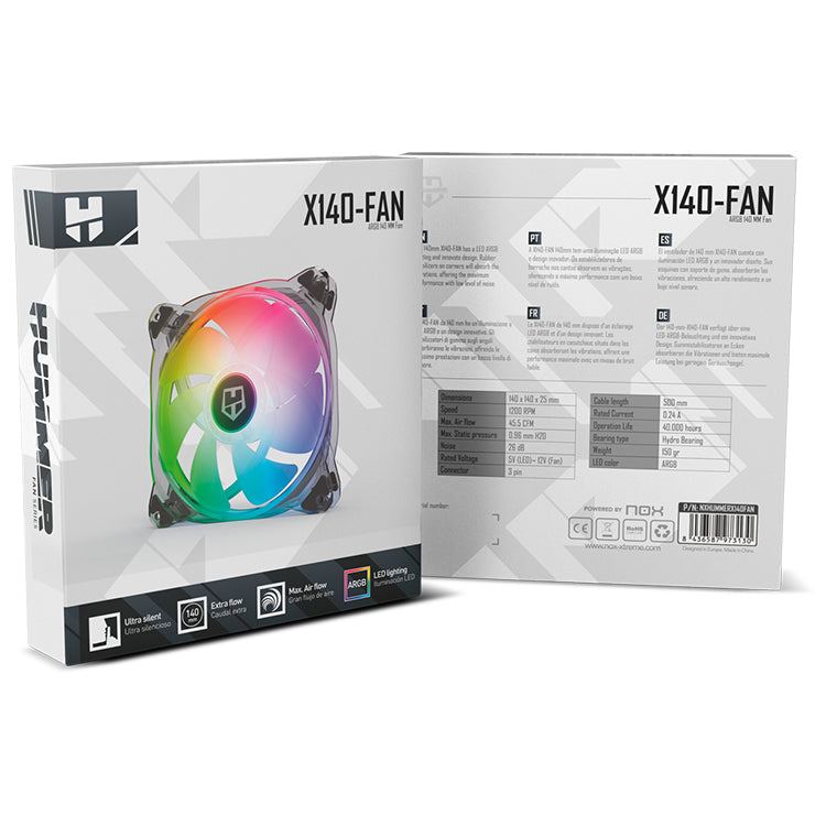 Ventilador NOX X140 ARGB FAN 140mm 1200rpm