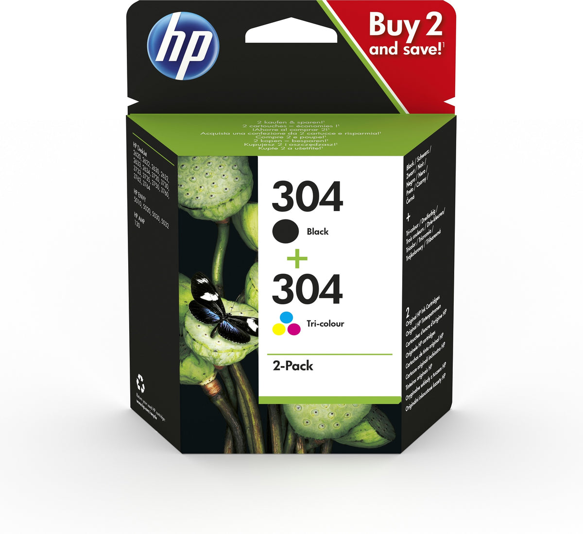 HP 304 2-Pack Black/Tri-color Ink Cartri