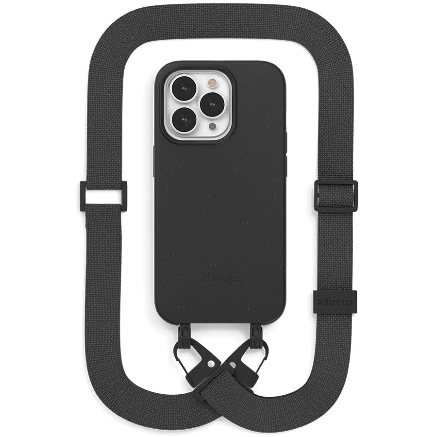 Capa Change + Lanyard Woodcessories Black / Biomaterial para iPhone 14 Pro Max (cha183)