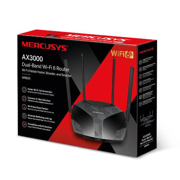MERCUSYS AX3000 Dual-Band Wi-Fi 6 Router - MR80X (MR80X)