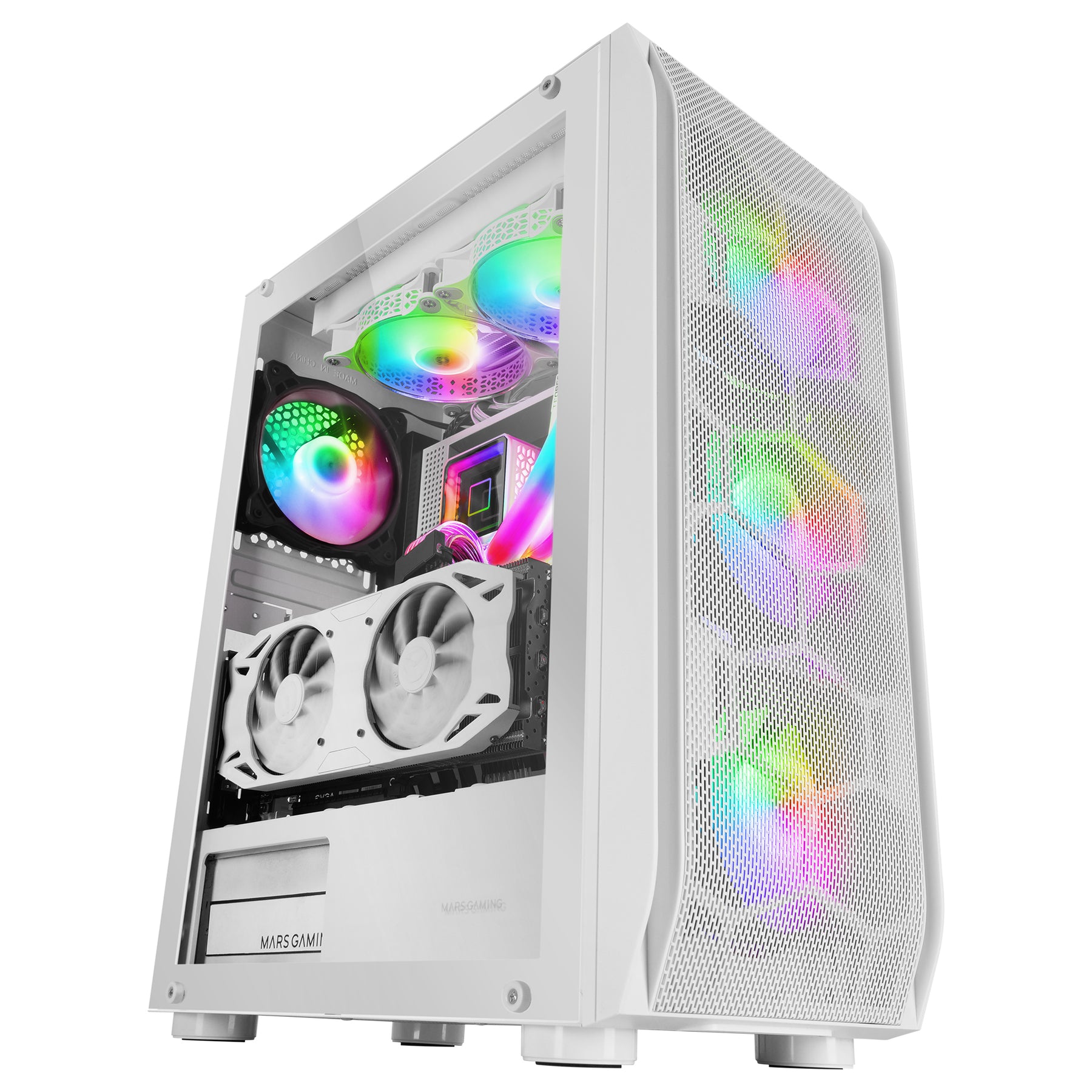 Caixa MARS GAMING MC-KX E-ATX XL CASE, 5X 12CM ARGB FAN + CONTROLLER,CPU FREEZER,GLASS,FRONT MESH,WH (MCKXW)