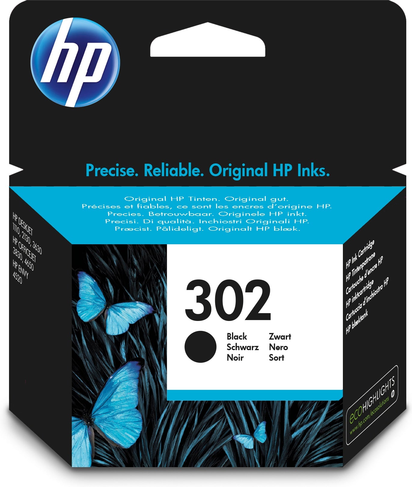 HP 302 - 3,5 ml - negro - original - cartucho de tinta - para Deskjet 11XX, 21XX, 36XX, Envy 451X, 452X, Officejet 38XX, 46XX, 52XX