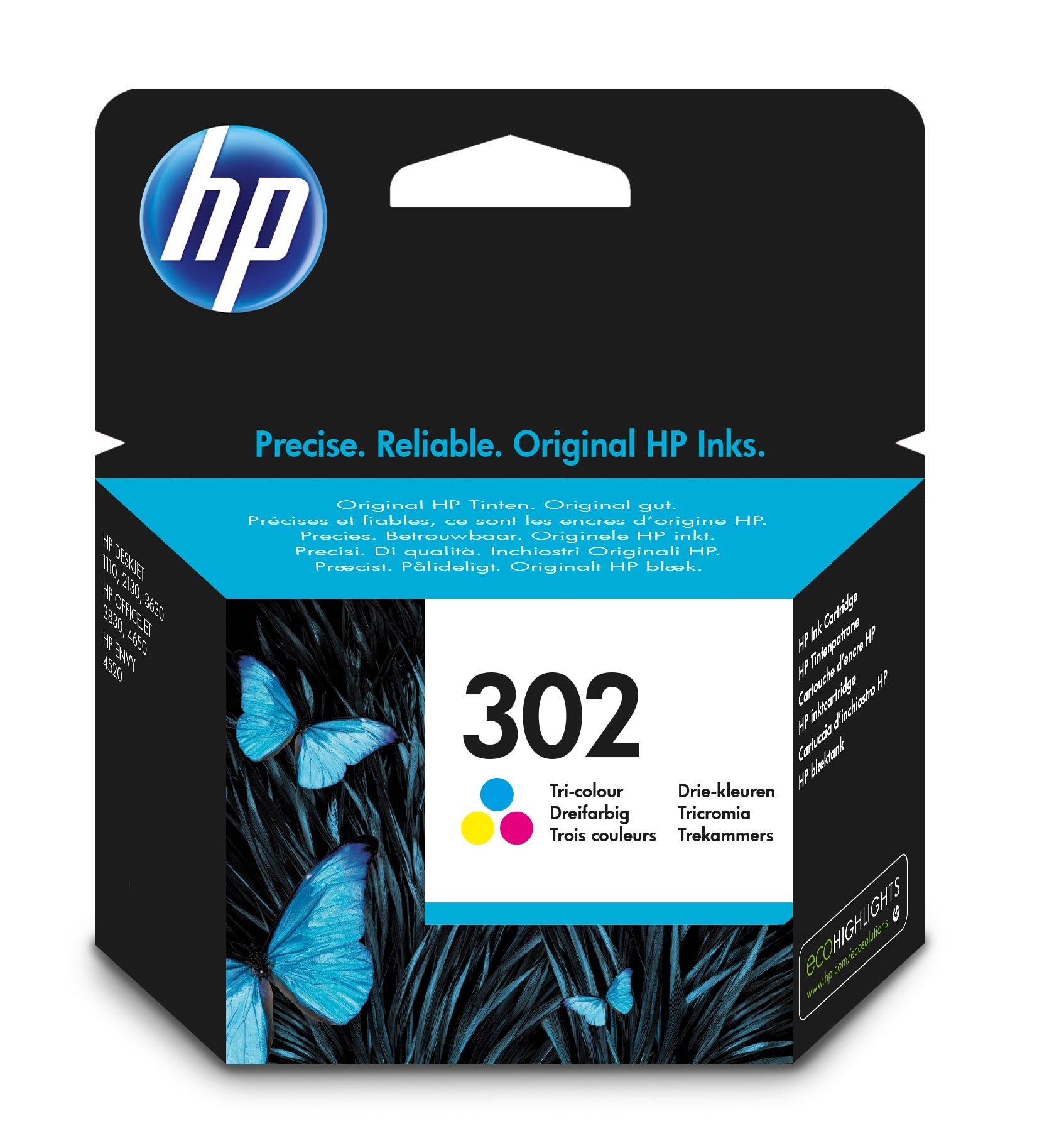 HP 302 - 4 ml - color (cian, magenta, amarillo) - original - cartucho de tinta - para Deskjet 11XX, 21XX, 36XX, Envy 451X, 452X, Officejet 38XX, 46XX, 52XX