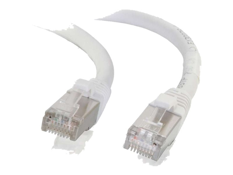 C2G Cat6a Booted Shielded (STP) Network Patch Cable - Patch cable - RJ-45 (M) to RJ-45 (M) - 50 cm - PTB - CAT 6a - molded, knotless, braided - white (89934)