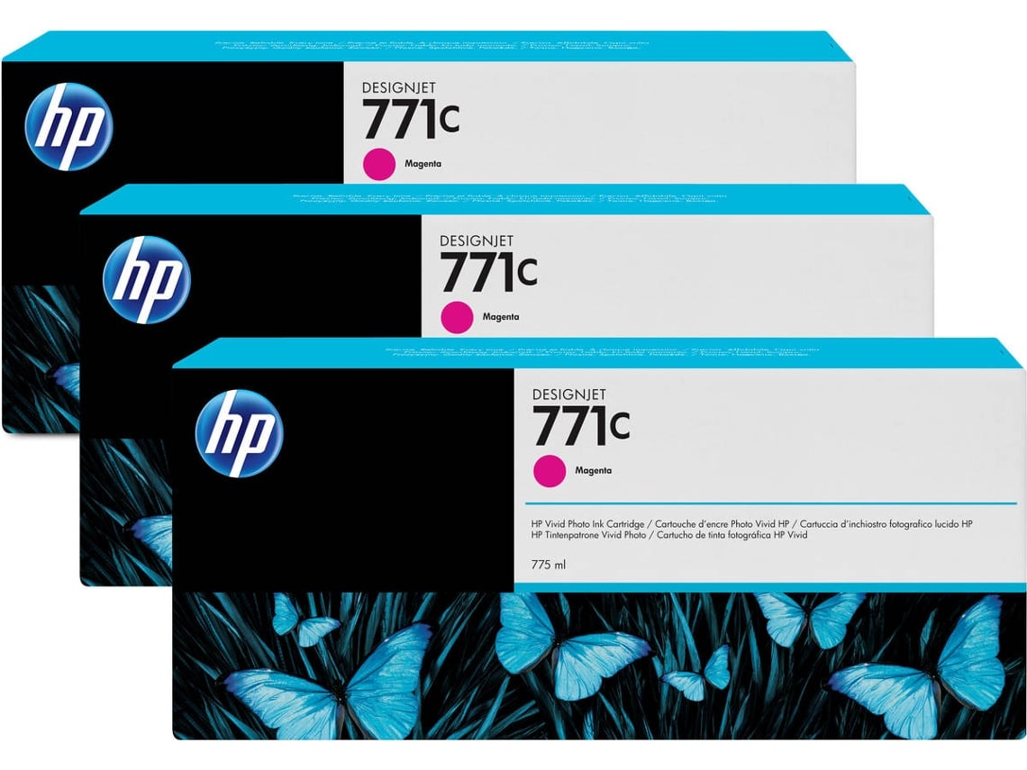 HP 771C - Pack de 3 - 775 ml - magenta - original - cartucho de tinta - para DesignJet Z6200, Z6600, Z6610, Z6800, Z6810